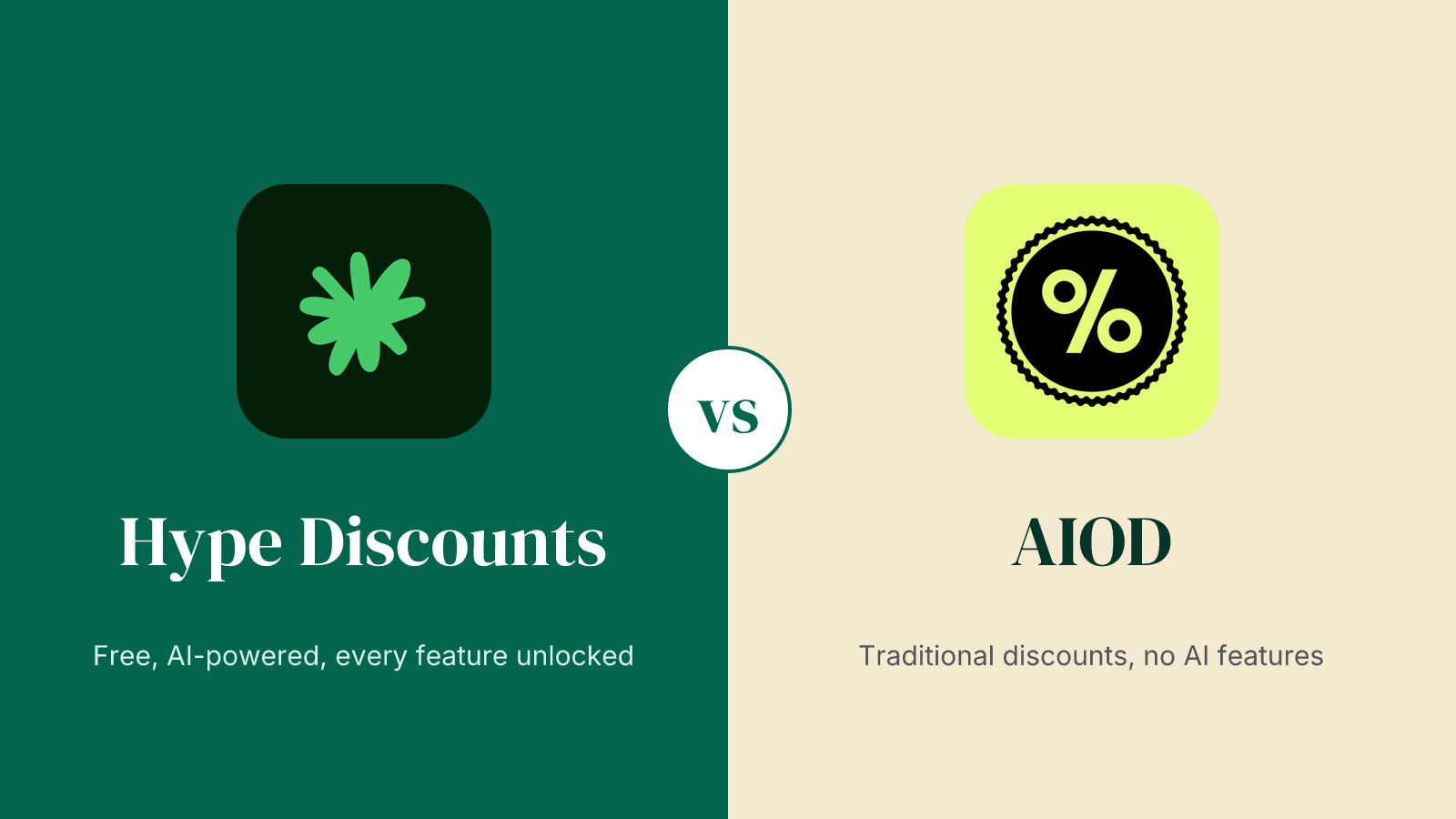 Hype Discounts vs AIOD - Shopify discount app comparison