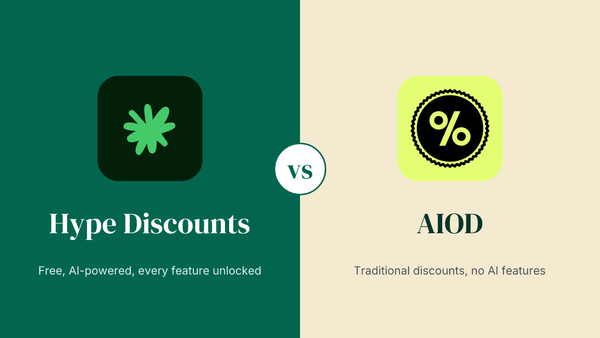 Hype Discounts vs AIOD - Shopify discount app comparison