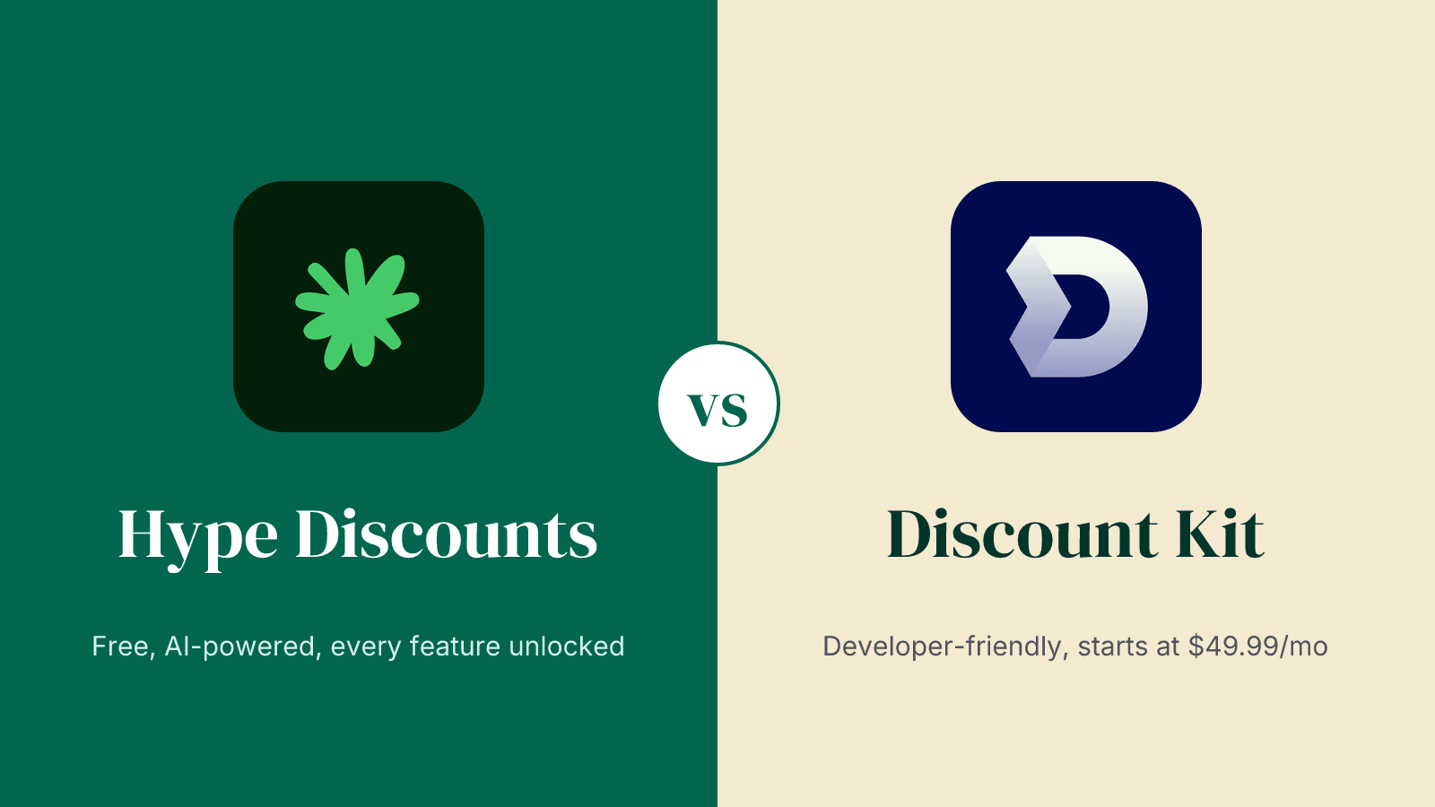 Hype Discounts vs Discount Kit - Shopify discount app comparison