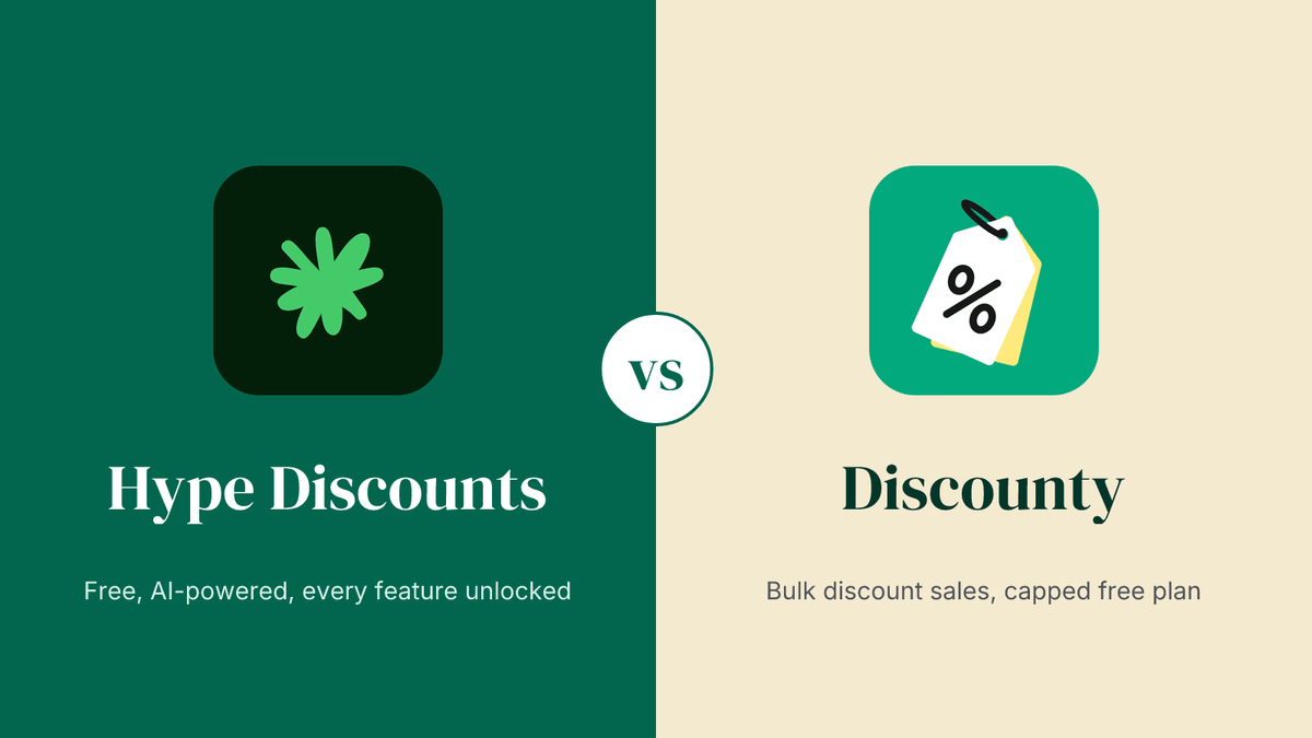 Hype Discounts vs Discounty - Shopify discount app comparison